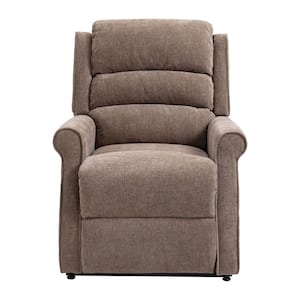 Ergonomic Brown Velvet Power Lift Recliner Chair for Elderly with Side Pocket and Remote Control