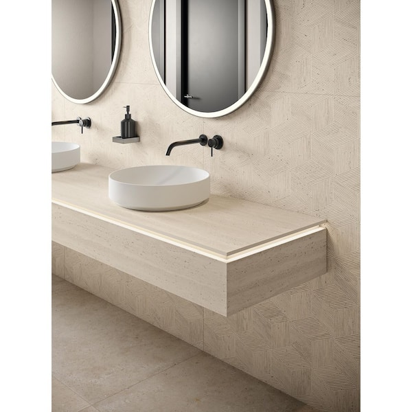 Sensi Roma 24 in. x 48 in. Satin Porcelain Cube Deco in Ivory (15.5 sq. ft. /Case)