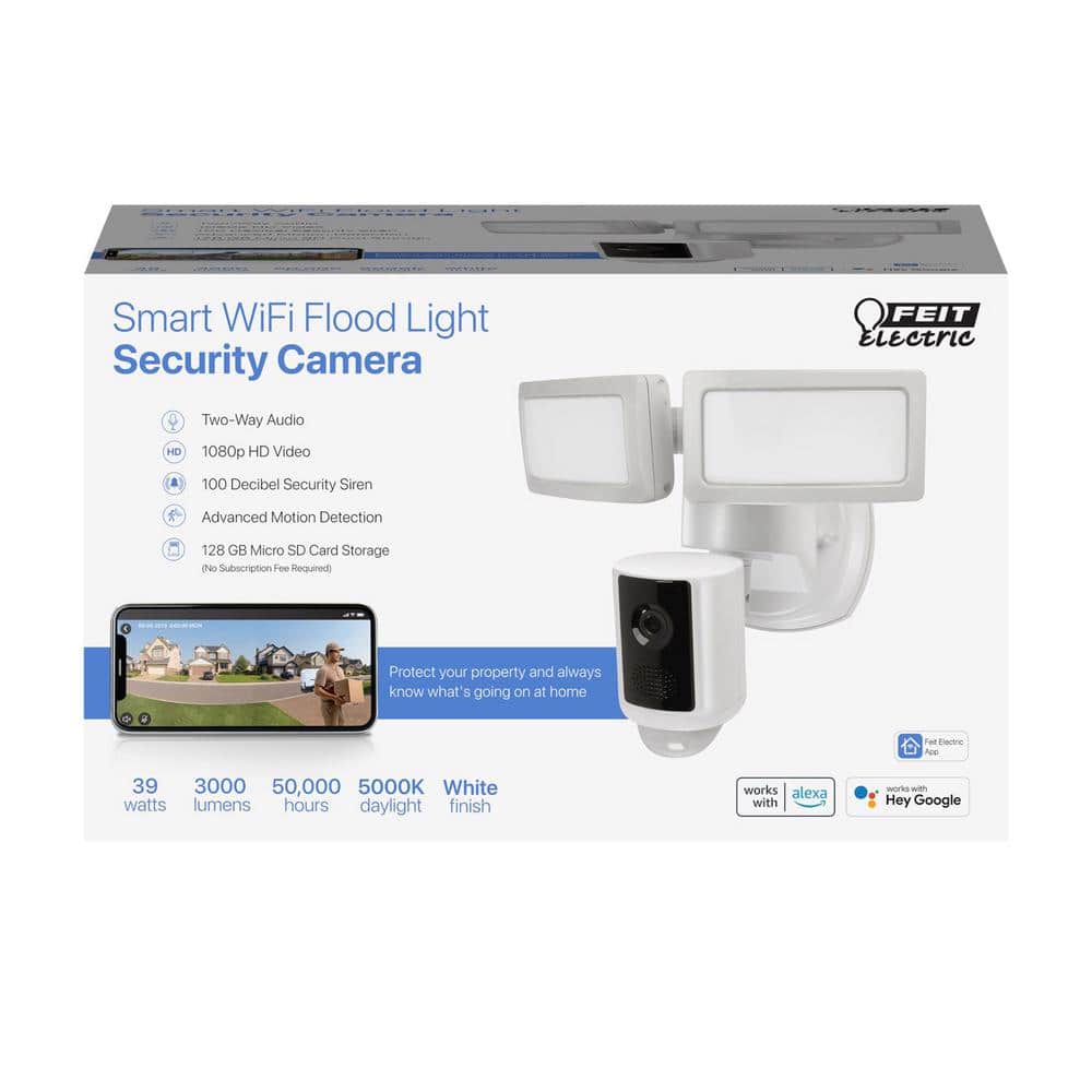 White Wireless LED Smart Security Floodlight with Camera