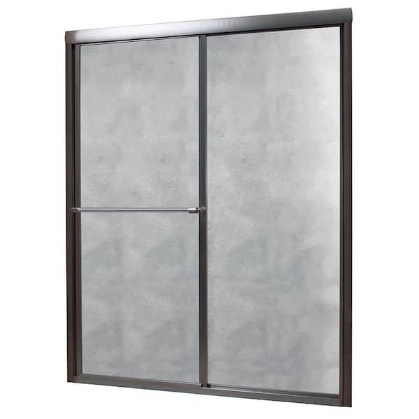 CRAFT + MAIN Tides 44 in. W x 66 in. H Sliding Framed Shower Door/Enclosure in Brushed Nickel with Obscure Glass