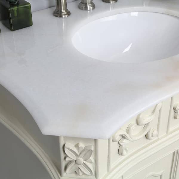 Home Decorators Collection Winslow 33 In W X 22 D Bath Vanity Antique White With Top Marble Basin Bf 27001 Aw - Home Decorators Winslow Vanity