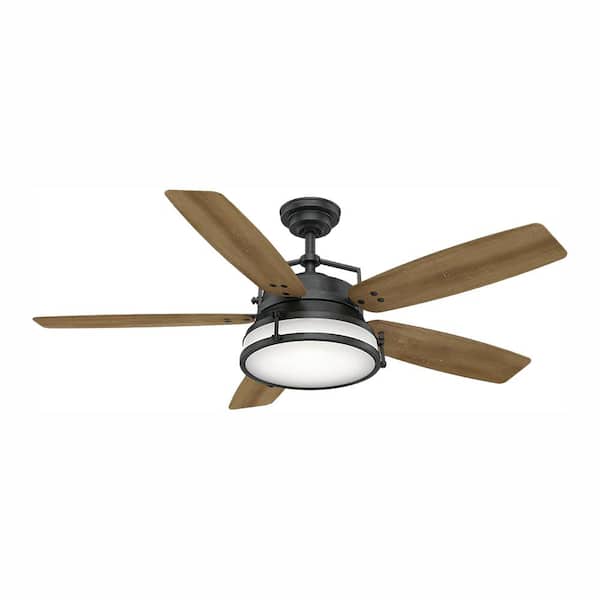 Casablanca Caneel Bay 56 in. LED Indoor/Outdoor Aged Steel Ceiling Fan with Light Kit