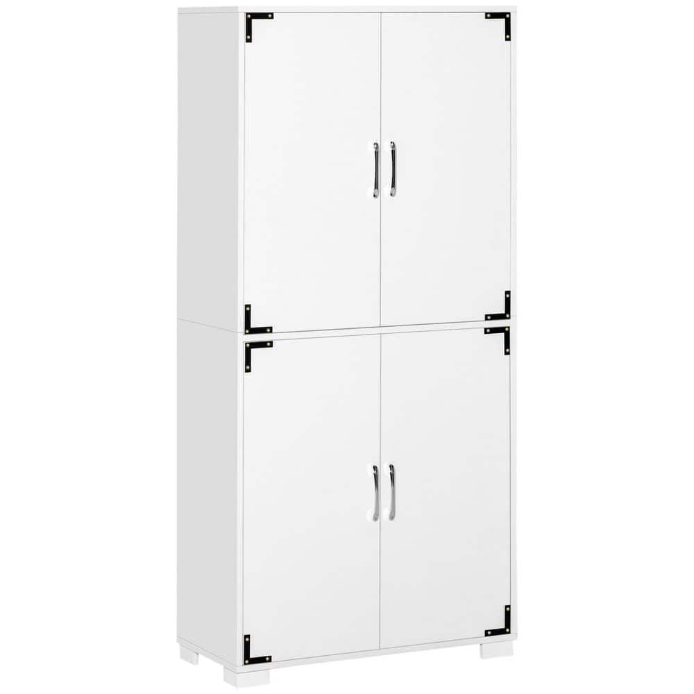 13.75 in. W x 29.50 in. D x 63 in. H White Wood Freestanding Linen Cabinet with 4 Door and Shelves in White price history on PriceWatchPro
