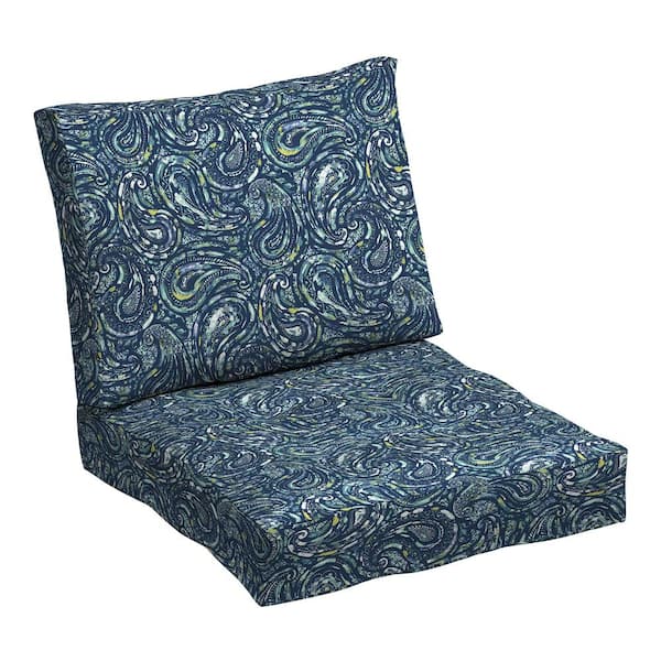 ARDEN 18 x 24 EarthFIBER OutdoorTufted Blowfill Deep Seating Lounge Chair Cushion Set, Sapphire Blue Ridge Paisley
