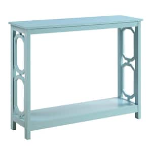 Omega 39.5 in. (L) Seafoam 31.5 in.(H) Rectangle Wood Console Table with Bottom Shelf
