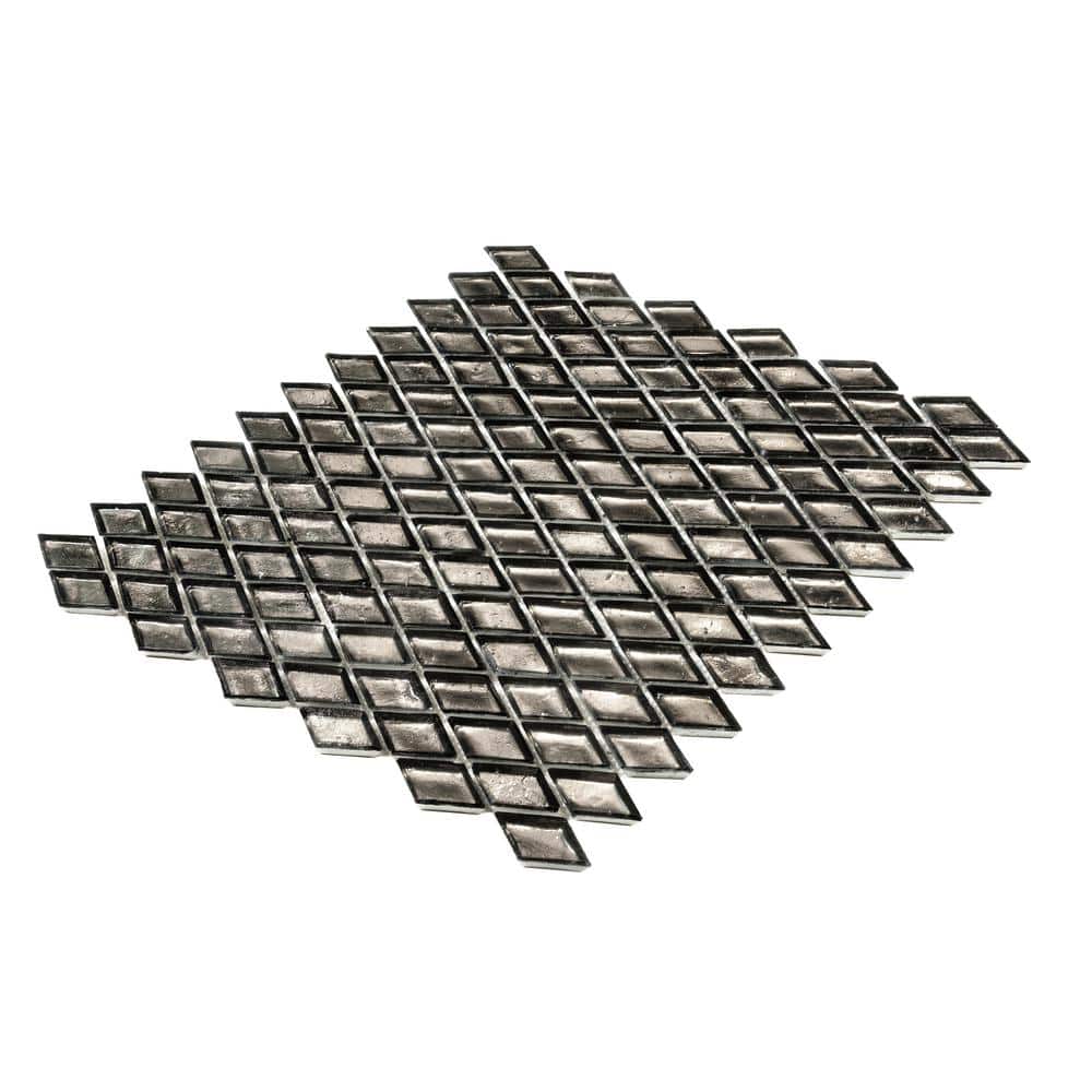 Gray Diamond Glossy Glass Mosaic Floor and Wall Tile