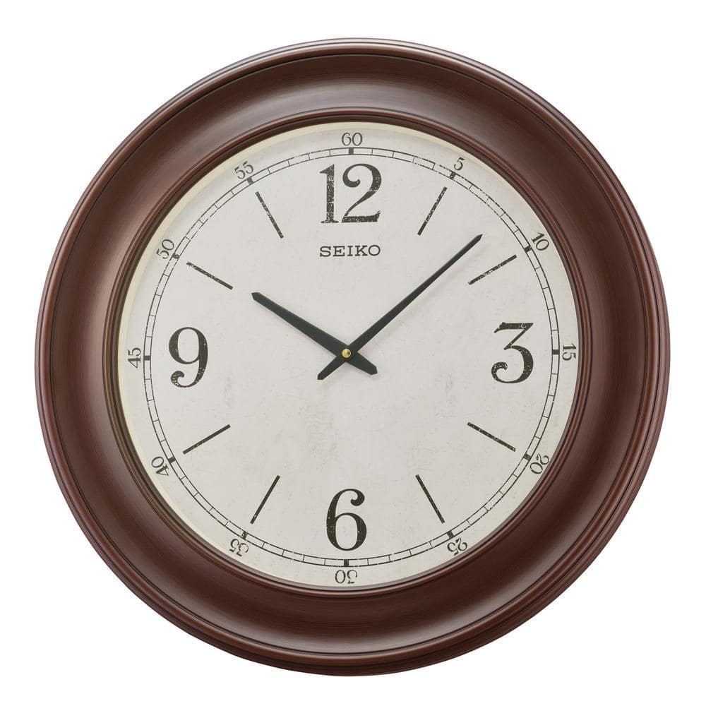 Seiko 22 in. Noa Brown Wall Clock QXA773BLH - The Home Depot