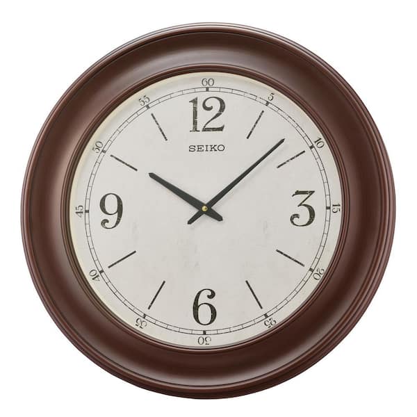 Seiko 22 in. Noa Brown Wall Clock QXA773BLH - The Home Depot