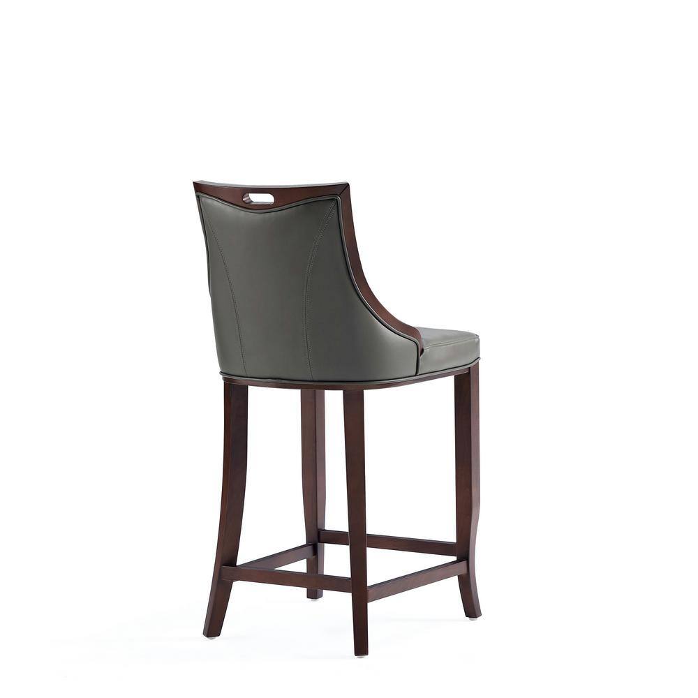 Pebble Grey Faux Leather Bar Stool with Walnut Beech Frame