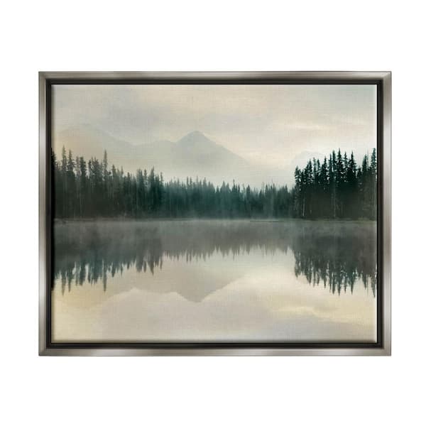 The Stupell Home Decor Collection Foggy Lake Forest Landscape Soft Water Reflection by Danita Delimont Floater Frame Nature Wall Art Print 17 in. x 21 in.