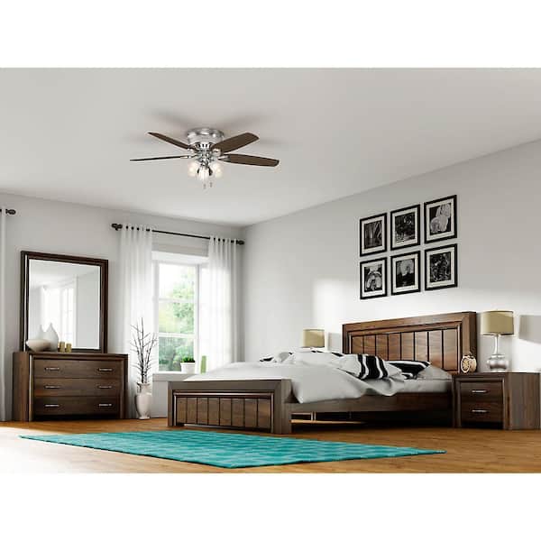 Builder Low Profile 52 in. Indoor Brushed Nickel Ceiling Fan For Bedrooms