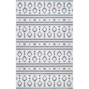 Gabby Modern Southwestern Droplets Light Gray 5 ft. x 8 ft. Indoor/Outdoor Patio Area Rug