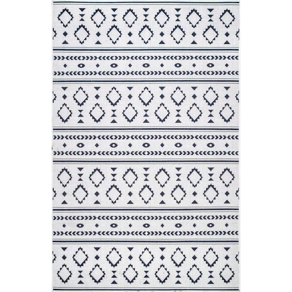 nuLOOM Gabby Modern Southwestern Droplets Light Gray 8 ft. x 10 ft. Indoor/Outdoor Patio Area Rug