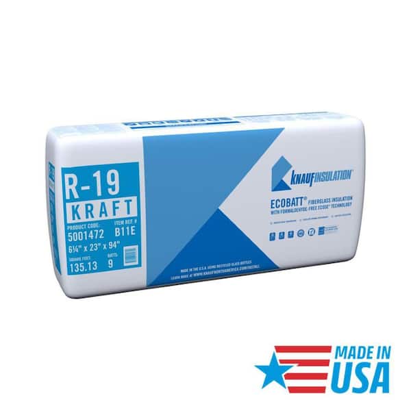 R-19 EcoBatt Kraft Faced Fiberglass Insulation Batt 23 in. x 94 in. x 6-1/4 in.