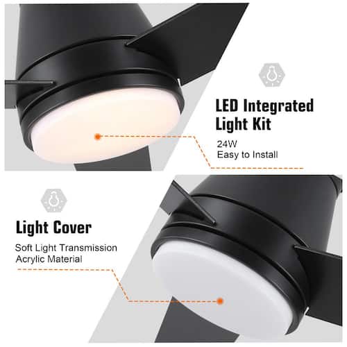 48 in. Indoor Black Lowe Profile Ceiling Fan with Light Lighting