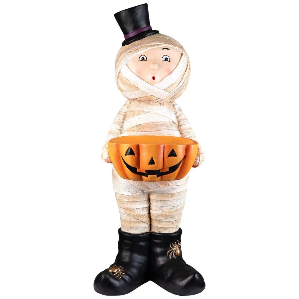 Mummy in Top Hat Holding Jack-O-Lantern Candy Dish Halloween Decoration - 23 in. price history on PriceWatchPro