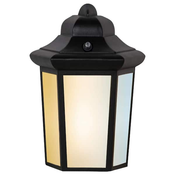 Sunlite 8 in. 1-Light Black Outdoor Weather Resistant Integrated LED Lantern Flush Mount Selectable CCT (1-Pack)