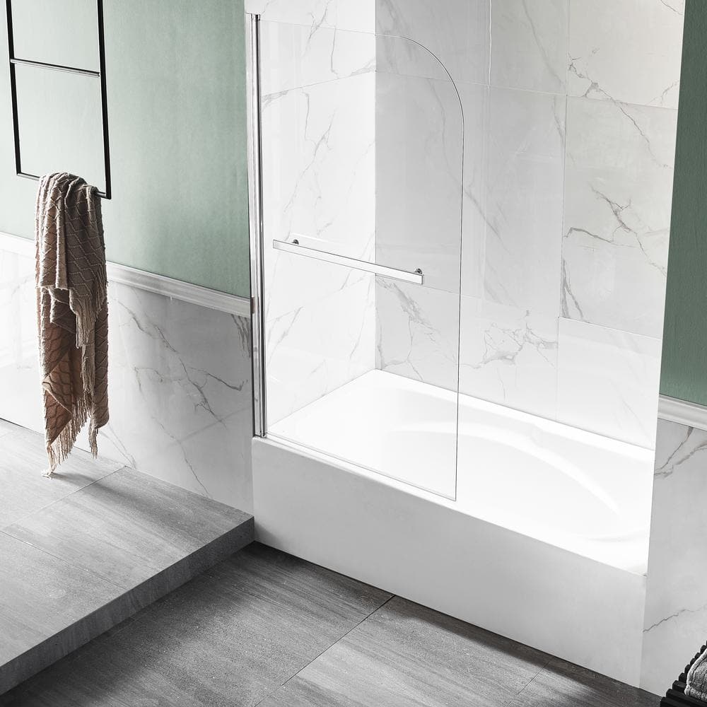 Myth 28" x 56" Frameless Hinged Tub Door in Polished Chrome