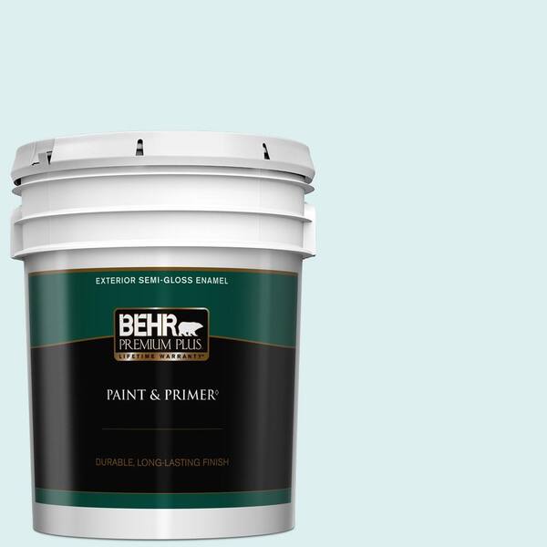 BEHR PREMIUM PLUS 5 gal. #510A-1 Soar Semi-Gloss Enamel Exterior Paint & Primer