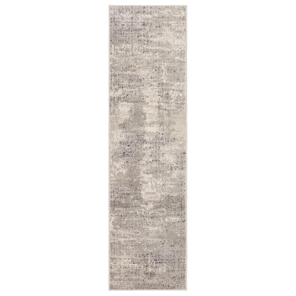 Mohawk Home Cypress Cream 2 ft. 1 in. x 7 ft. 6 in. Modern Contemporary Abstract Painterly Runner Rug