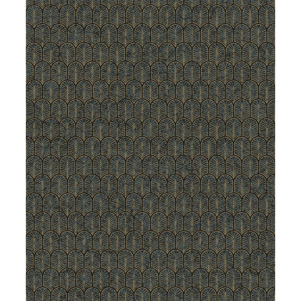 Lustre Collection Blue/Black Geometric Arch Finish Paper on Non-woven Non-p