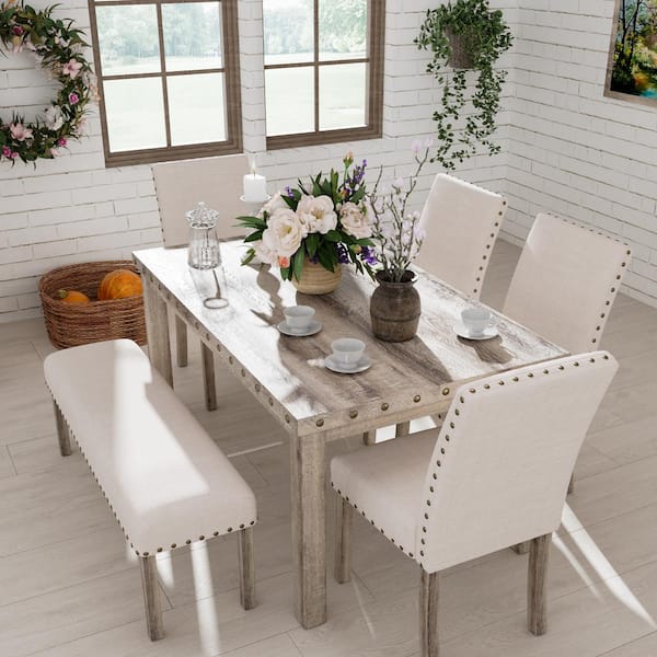 Morden Fort 60 W Rural Log Wood Farmhouse Dining Table with
