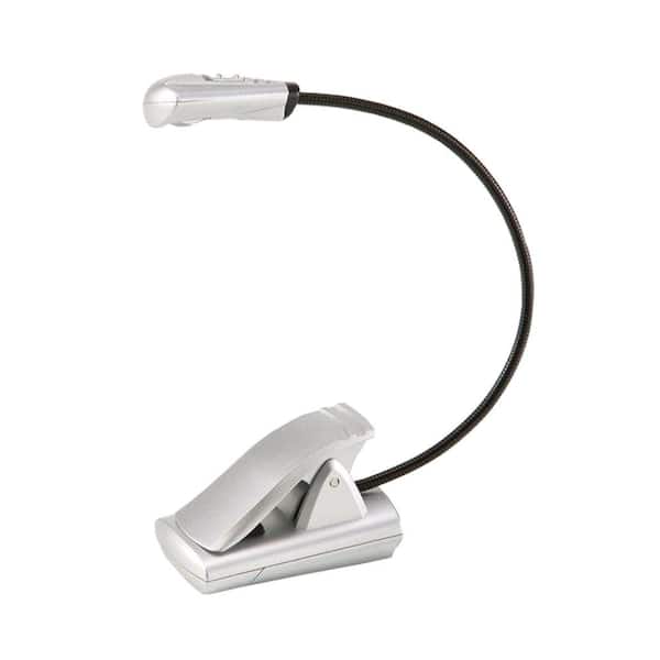 6 In Silver Flexible Neck Led Clip On, Battery Operated Desk Lamps