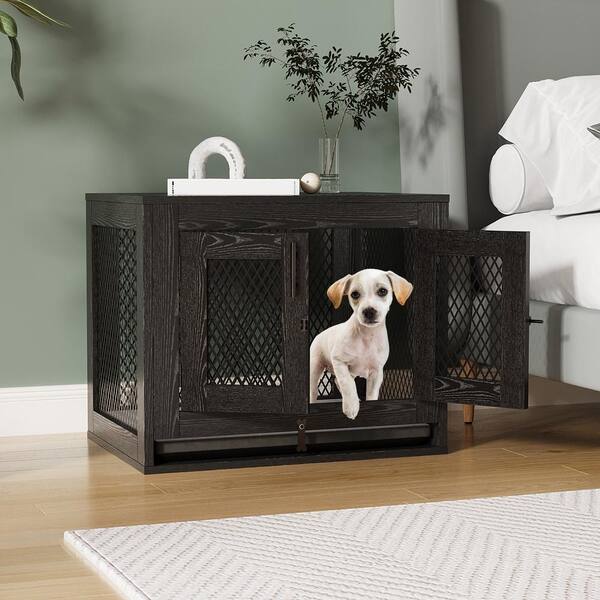 FUFU&GAGA Dog Crate Furniture, Wooden Dog Kennel with Cushion Tray