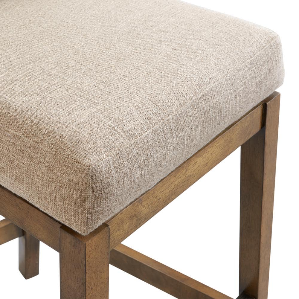 Ellie 29.5'' Brown Rubberwood Swivel Counter Height Stool with Beige Seat