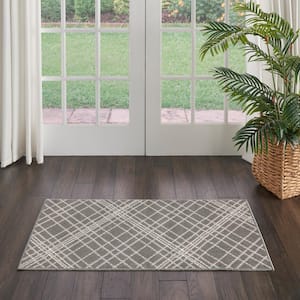 Jubilant Grey 2 ft. x 4 ft. Abstract Contemporary Area Rug