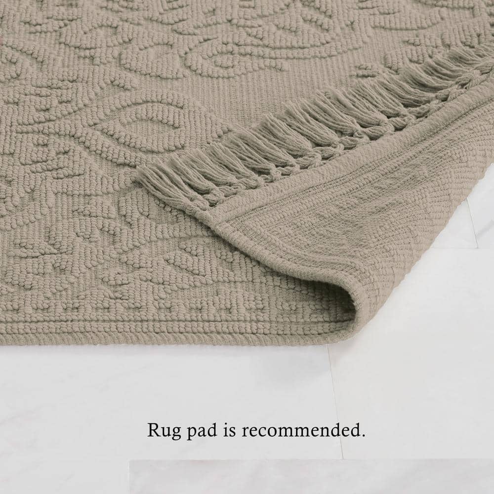Linen Luxury Cotton Fringe 27" x 45" Bath Rug