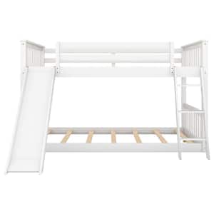 Lily White Full over Full Bunk Bed with Convertible Slide and Ladder