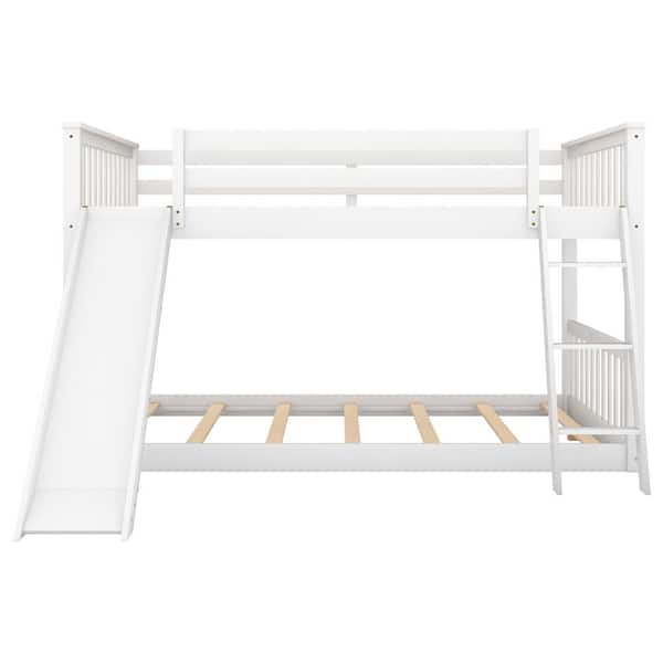 Utopia 4niture Lily White Full over Full Bunk Bed with Convertible ...