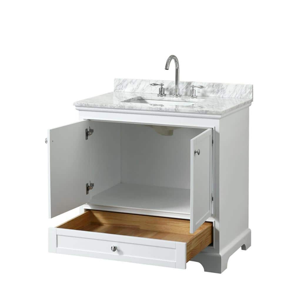 Deborah 36'' White Single Bathroom Vanity with Marble Top
