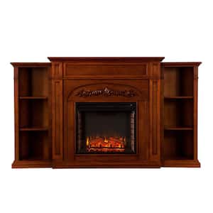 Binghamton 72.5 in. W Bookcase Electric Fireplace in Autumn Oak
