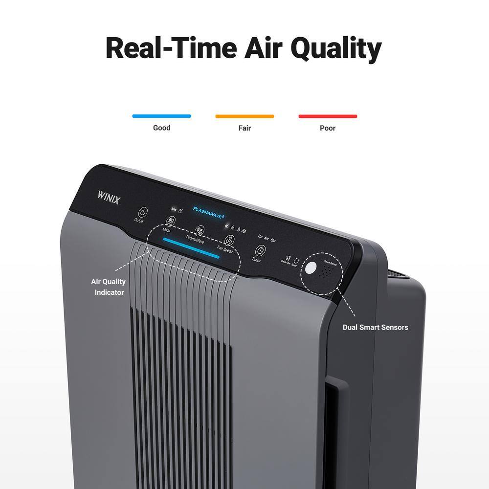 Winix Gray Tower Air Purifier with True HEPA and Carbon Filter