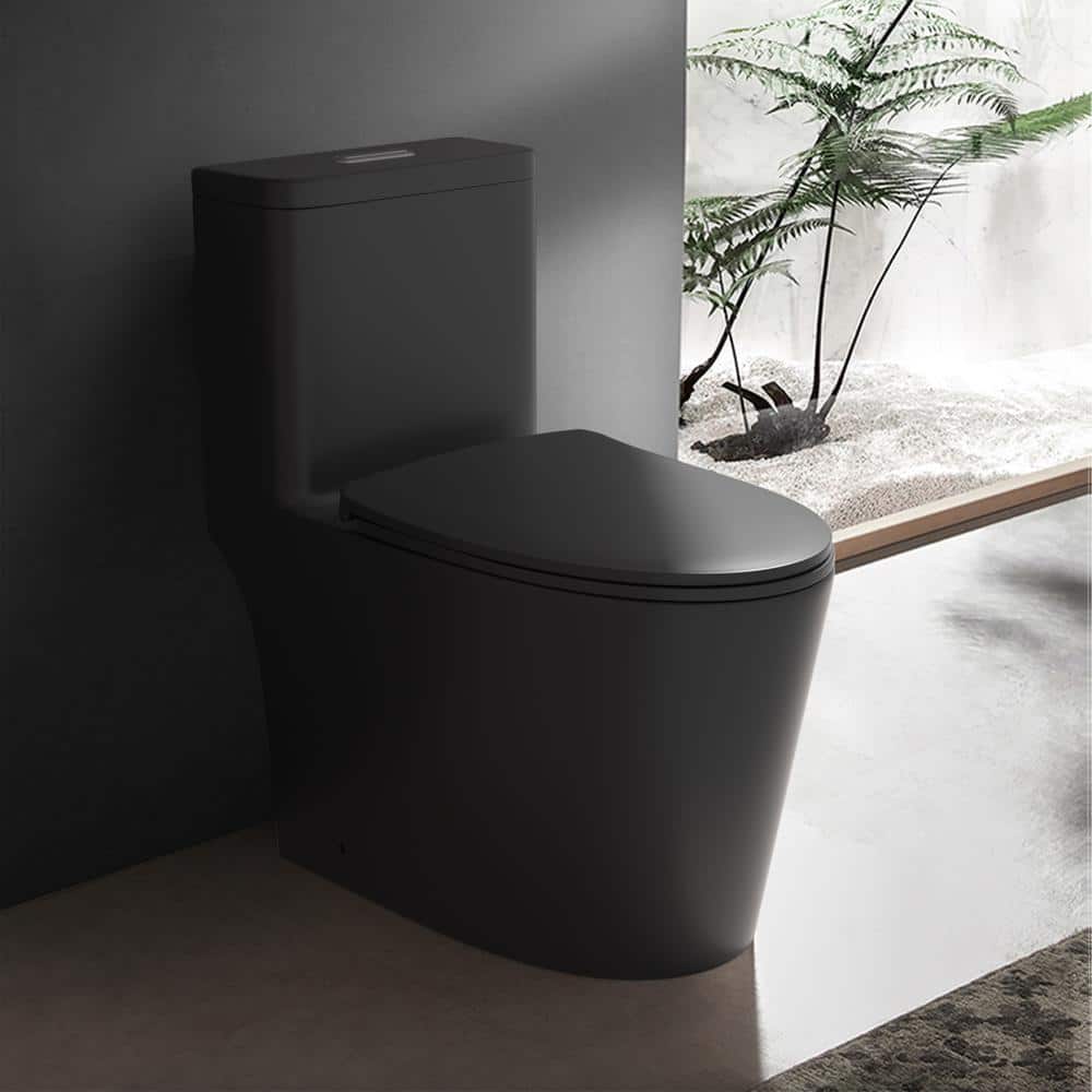 PICO One-Piece 1.1/1.6 GPF Dual Flush Elongated Toilet in Black with Soft C