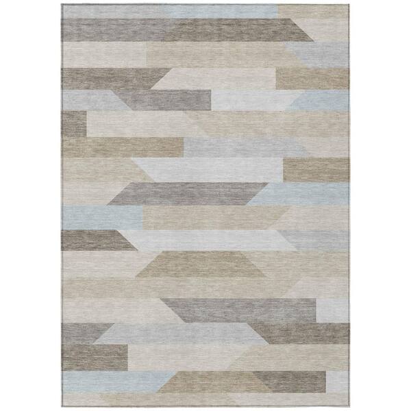 Chantille Machine Washable Indoor/Outdoor Abstract ACN3113 Linen 9 ft. x 12 ft. Area Rug