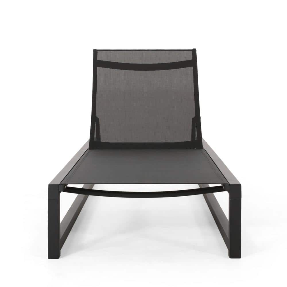 Modesta Black Aluminum Outdoor Adjustable Chaise Lounge