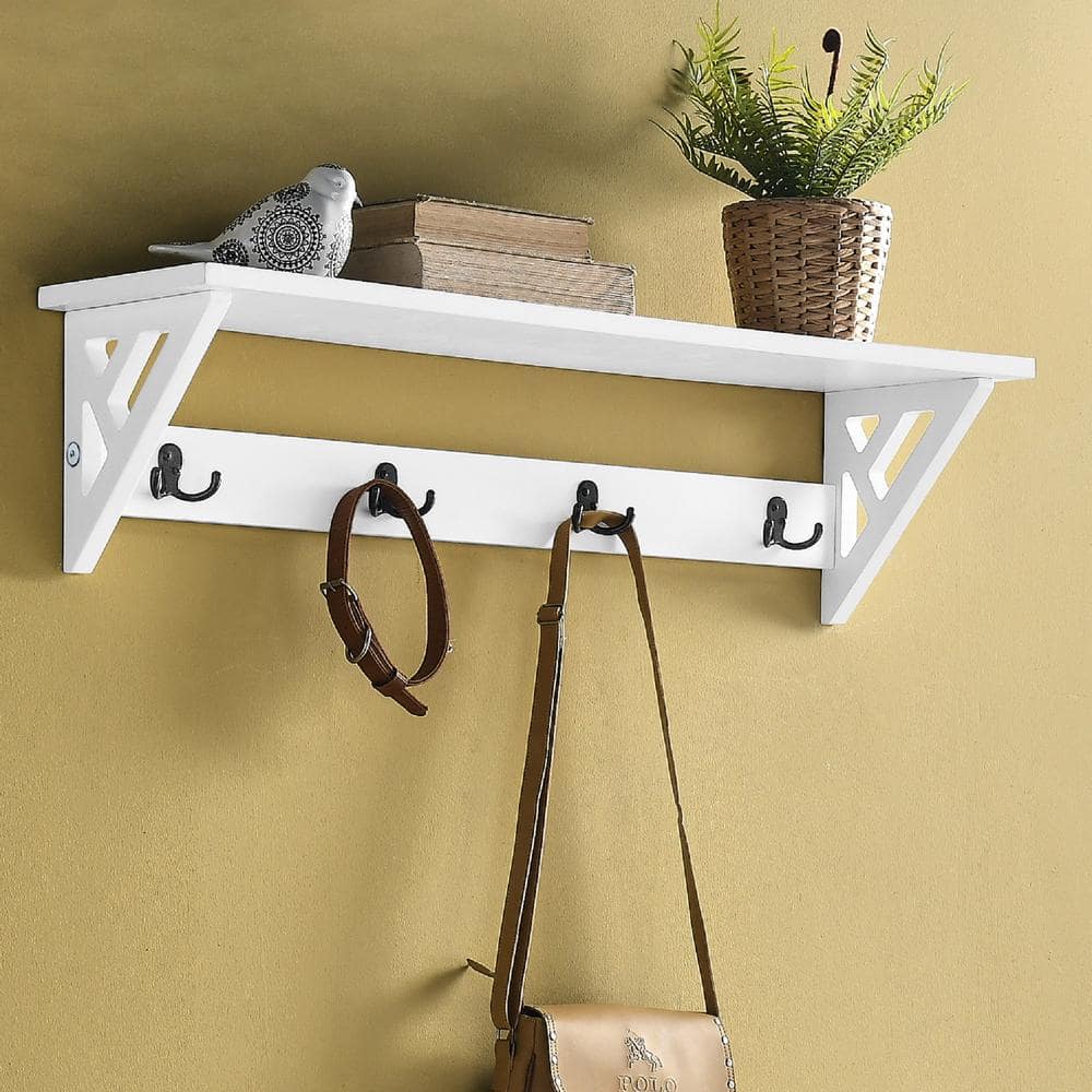 Alaterre Furniture Country Cottage White Antique Coat Hooks with