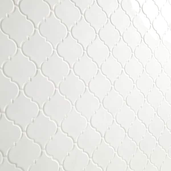 MSI Whisper White 11x15 in. Glossy Ceramic Arabesque Mosaic Tile