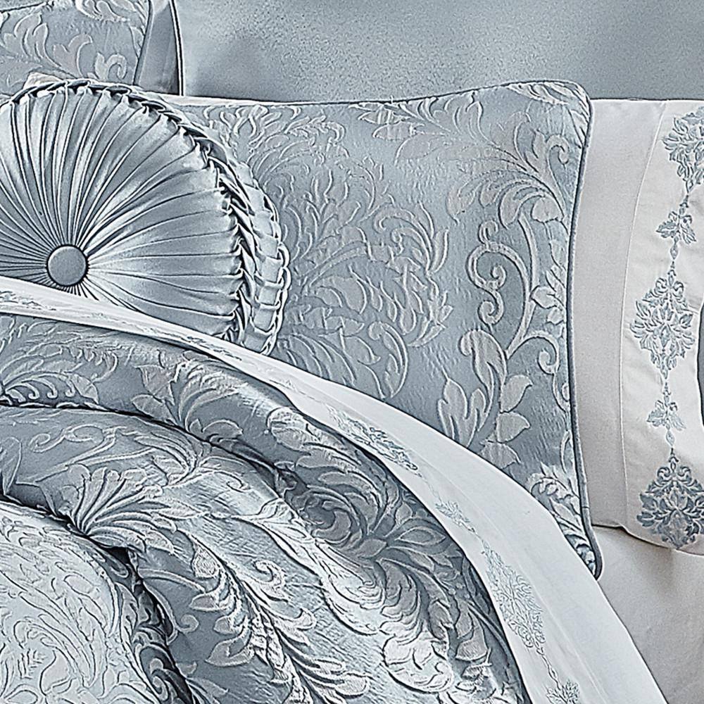 Powder Blue Damask Reversible Queen Comforter Set