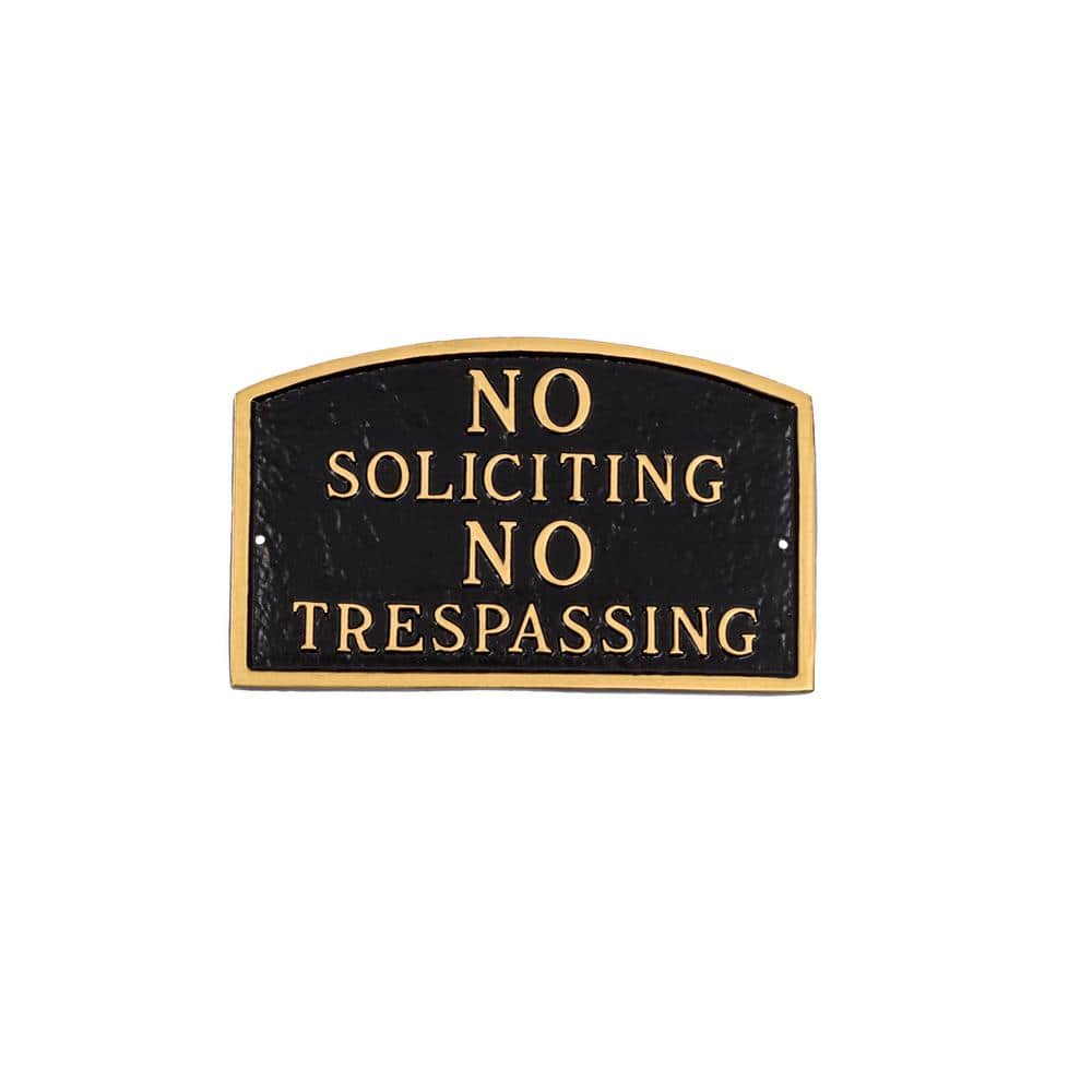 No Soliciting, No Trespassing Arch Standard Statement Plaque - Black/Gold product image for price tracking
