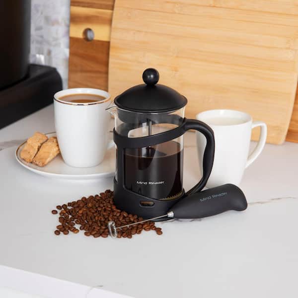Mini French Press Coffee Maker 12 oz , Small Camping French Coffee Press  Glass