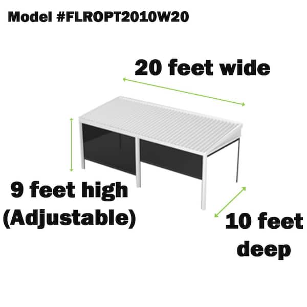 LifeRoom Optima 20 ft. x 10 ft. White 20 lbs. Snow Load Screened in Patio Cover with 3-Posts Manual Screens