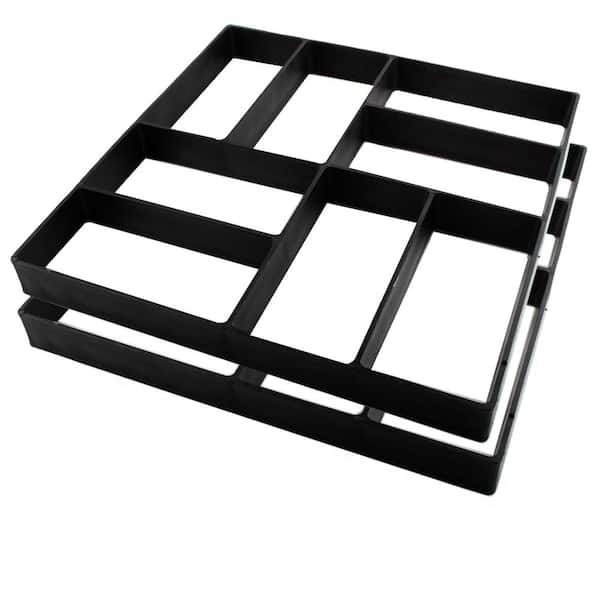15.7 in. x 15.7 in. x 1.57 in. Walk Path Reused Concrete Molds for DIY Path Paving Garden Yard Patio, Black (2-Pack)