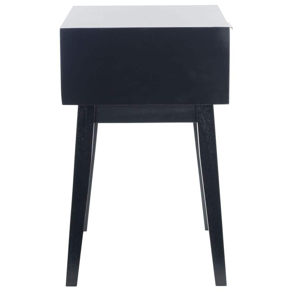 Mid-Century Modern Round Accent Table with Storage, Black/White