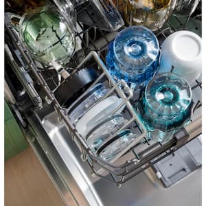 24 in. Built-In Smart Top Control Dishwasher in Platinum Glass with Stainless Tub, Interior Lighting, 39 dBA