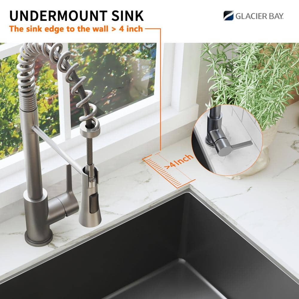 Gunmetal Black Stainless Steel Single Bowl Undermount Bar Sink
