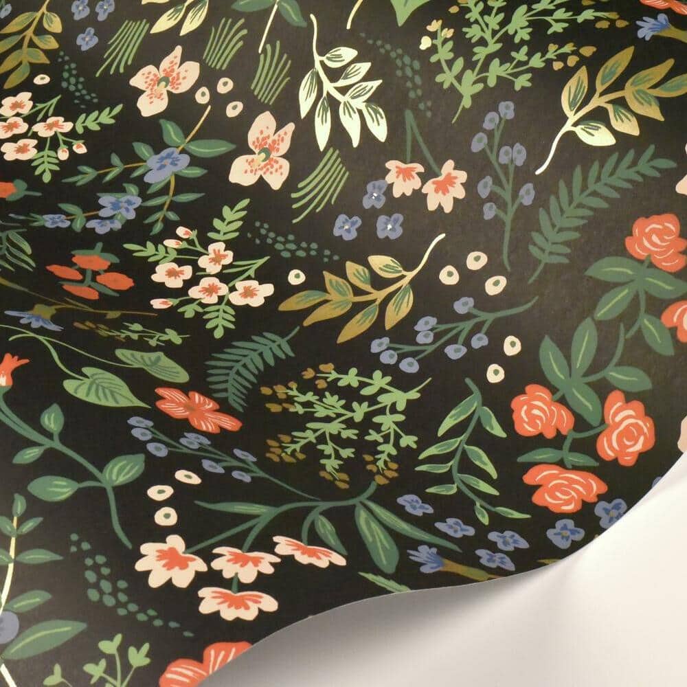 Wildwood Black Multi Floral Removable Wallpaper